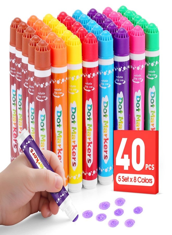 FUMILE 40 Pcs Dot Markers for Toddlers 1-3, 8 Colors Bingo Daubers Bulk for Toddlers,Washable Bingo Markers,Bingo Supplies,Dot Paint for Painting Supplies Drawing Coloring and Art Crafts - Image 1